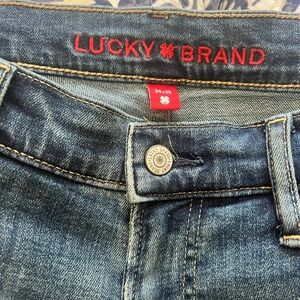 Lucky Brand Blue Denim Jeans with Leather Patch